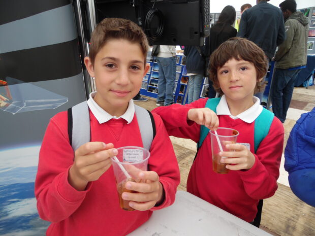 Students with their 'healthy pee'