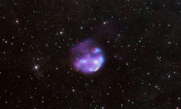 A gamma-ray burst, depicted in purple