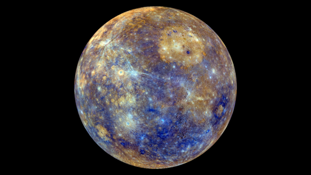 False colour view of Mercury. Credit NASA