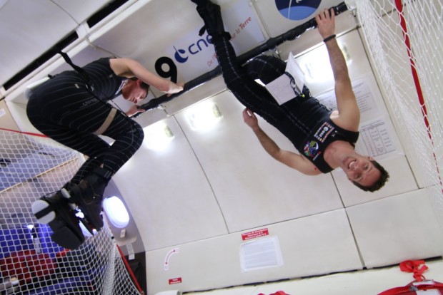 ESA Astronaut Thomas Pesquet testing the SkinSuit on a parabolic flight. Credit: CNES/Novespace, 2014