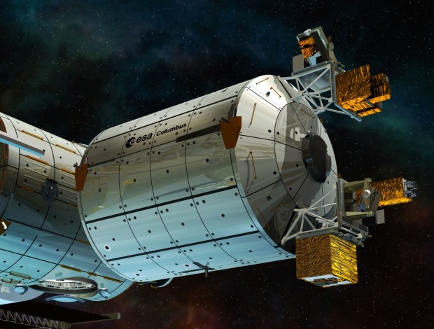 How the European Columbus module of the ISS will look with ACES externally mounted. Credit: ESA - D. Ducros