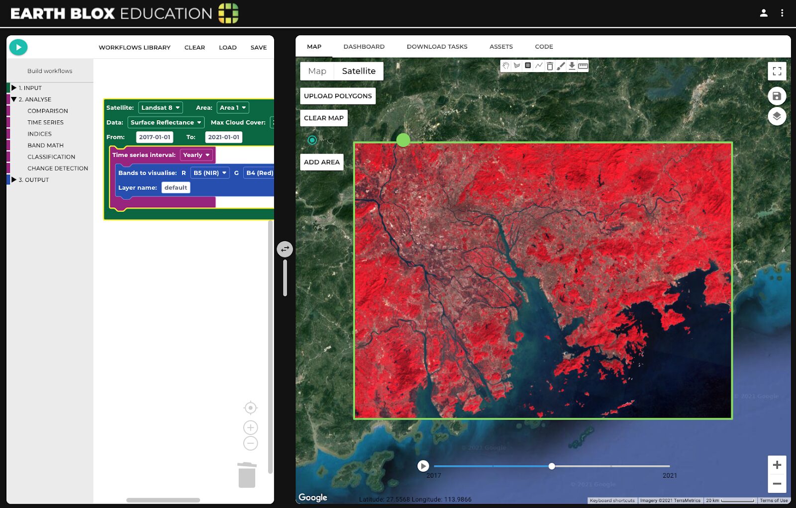 False colour time series of the Greater Bay Area of Hong Kong, China