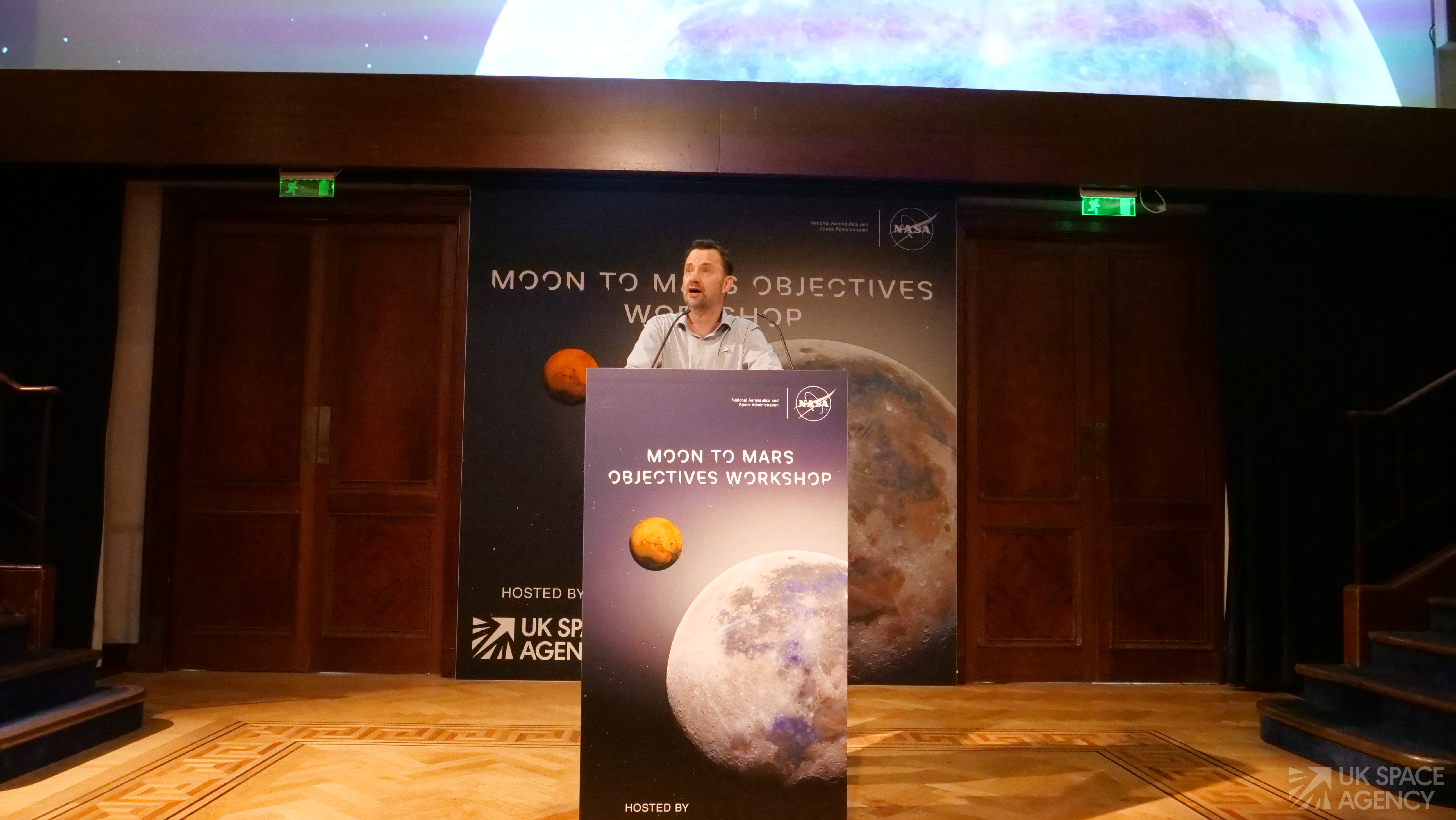 UK Space Agency CEO Dr Paul Bate delivers the opening address