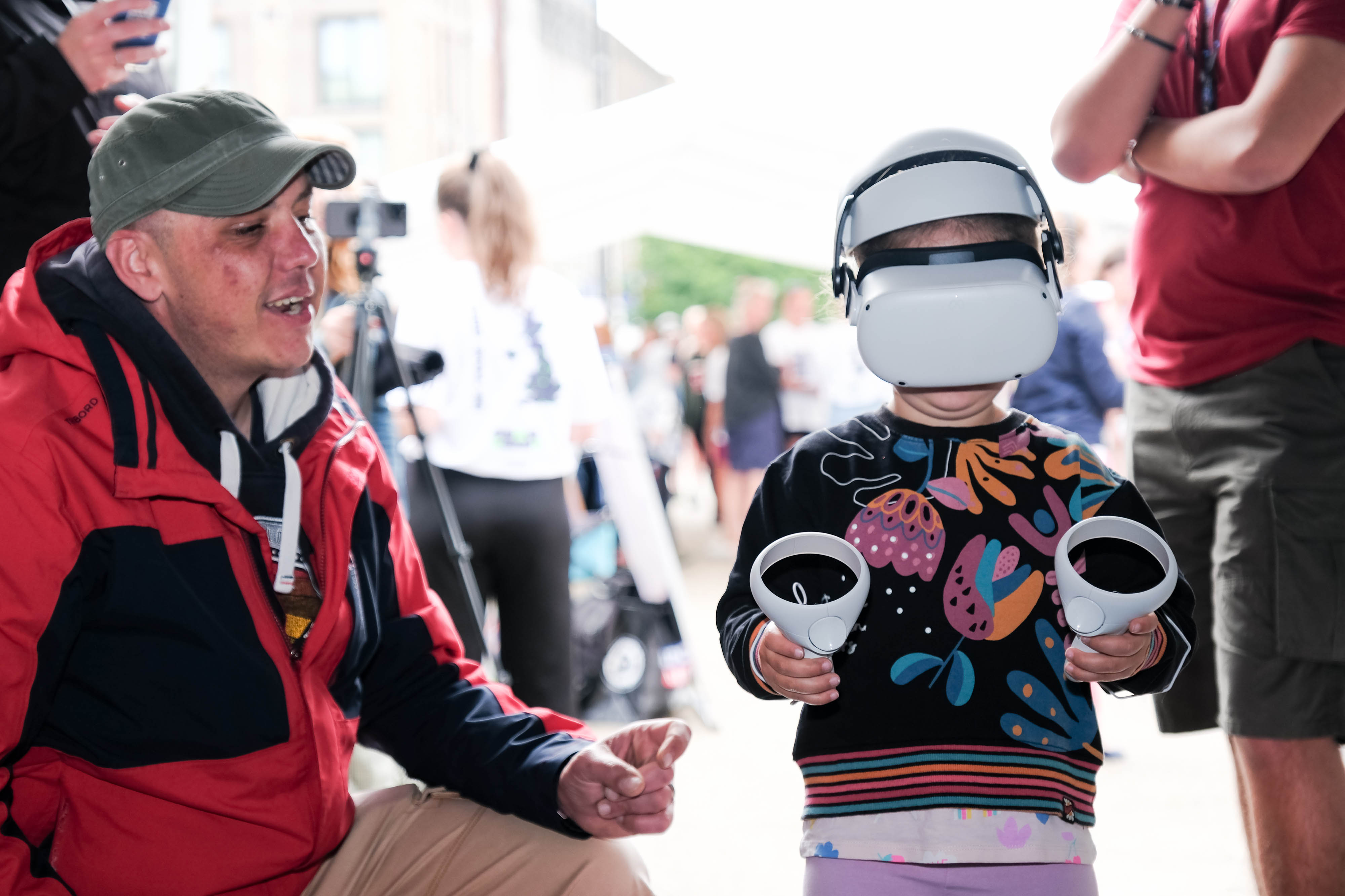 A child takes part in a virtual reality experience at the launch of the UK Space Agency’s ‘Space for Everyone’ tour in West Bargate, Southampton.