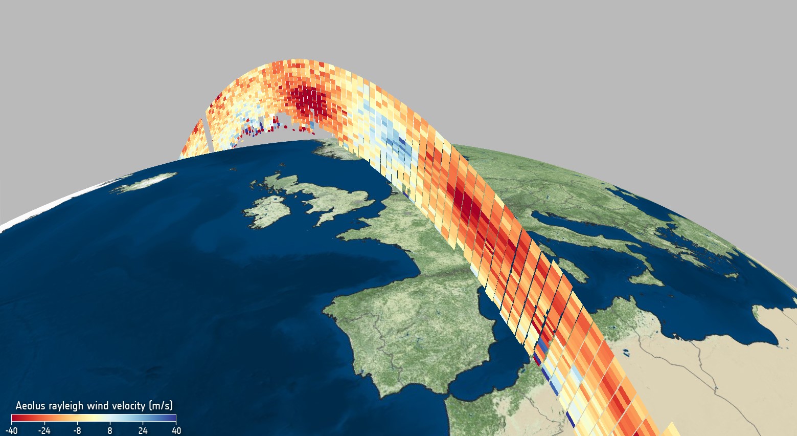 Coloured data imposed over map of Europe.