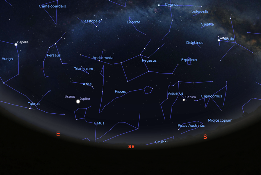 The south-eastern night sky in October.