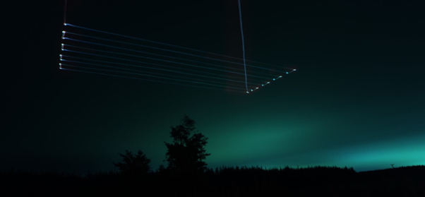 LiDAR from GLAMIS captured in the skies of Scotland, backlit by the Super Blue Moon. Image: Fraunhofer Centre for Applied Photonics