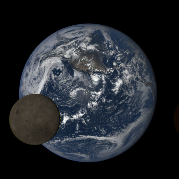 Earth and Moon taken by NASA’s Deep Space Climate Observatory. Credit: NASA / DSCOVR.