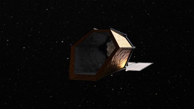 Artist's concept still of the Habitable Worlds Observatory. Credit: NASA's Goddard Space Flight Center Conceptual Image Lab