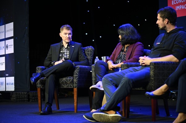 At The Economist’s Space Economy Summit, Dr Craig Brown participated in a main stage panel on how artificial intelligence is unlocking the true value of satellite data. Accreditation: Economist Impact.